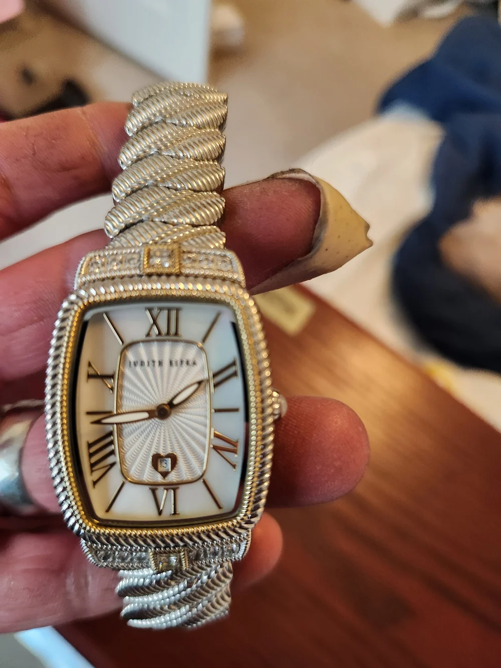 Judith Ripka Two-Tone Rope-Trim Mother-of-Pearl Dial Watch - Picture 6 of 7